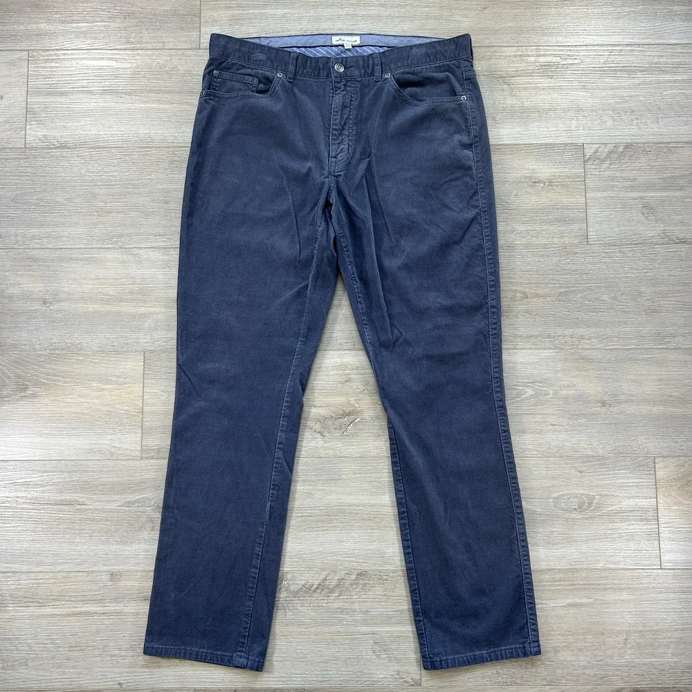 Peter Millar Men 36x31 Superior Soft Blue Corduroy Five-Pocket Pants